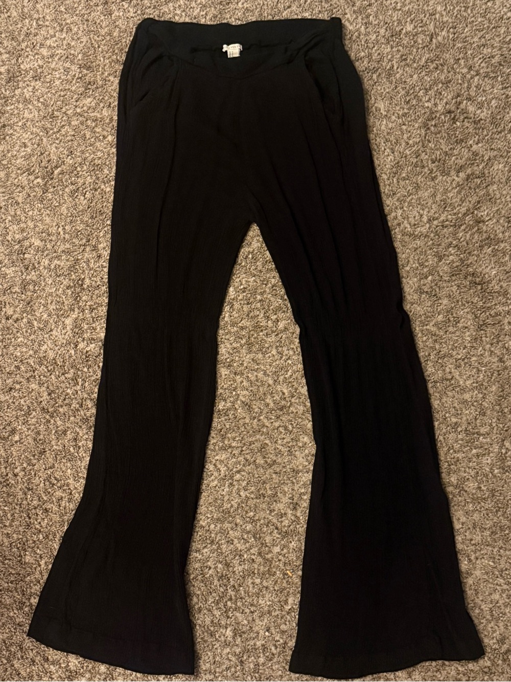 Forever 21 Black Textured Elastic-Waist Pants